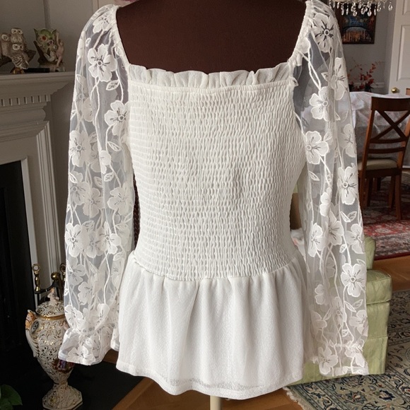 Ember long sleeve square neck smocked blouse - Picture 4 of 5